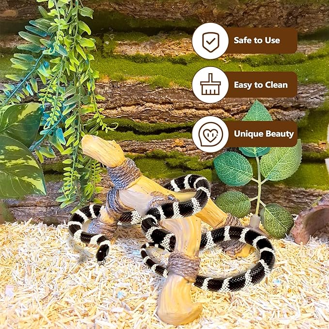 Tfwadmx Snake Climbing Branch, Reptile Climbing Decor Resin Reptile Climbing Wood Branches, Gecko Tank Branches Decor for Lizards, Tarantulas, Hermit Crab, Frogs