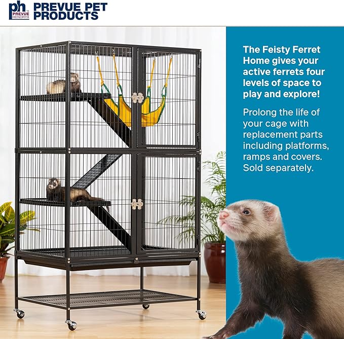 Prevue Pet Products 485 Feisty Ferret Home with Stand, Black Hammertone