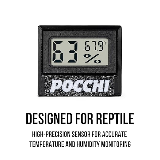 Magnetic Reptile Thermometer and Humidity Gauge - Indoor Temperature and Humidity Monitor - Digital Thermometer Hygrometer for Tank Accessories Bearded Dragon, Snake, Gecko, Lizard - Black