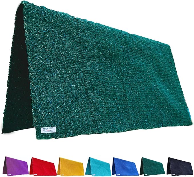 Majestic Ally Solid Color 34"x 36" Traditional Acrylic Saddle Blanket with Hemline Edges-3.7 lbs (Hunter Green)