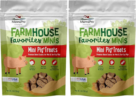 Manna Pro Farmhouse Favorites – Mini Pig Treats – Baked Snack for Mini & Tea-Cup Pigs – Hand Mixed Pig Treat – Peanut Butter Flavored – 3lb Bag (Pack of 2)