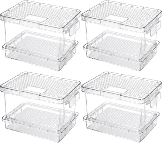 4 Pcs Mealworm Breeding Kit - to Breed Live Mealworms, Clear Mealworm Farm Containers for Live Mealworms, Reptiles, Lizards, Frogs,Tortoises (5.3"x3.5"x4")