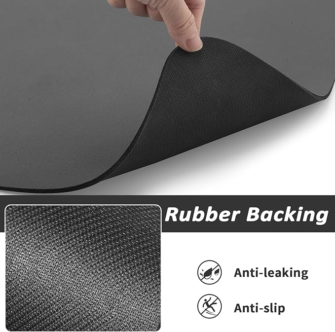 HotLive Dog Food Mat - Absorbent Cat Mat for Food and Water, No Stains Pet Feeding Bowl Mat, Easy to Clean Pet Placemats, Quick Dry Dog Water Dispenser Mat for Messy Drinkers | Paw Dark Grey 16"x 24"