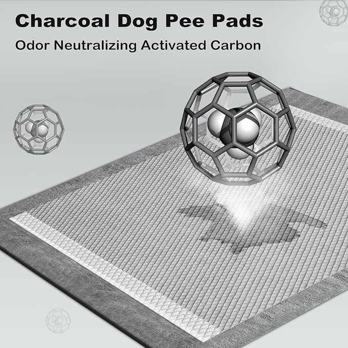 MIZOK Pee Pads for Dogs - Large 28x34 Inches, Charcoal Puppy Pads, Absorbs Up to 8 Cups of Urine, 6-Layer Leak-Proof Wee Wee Pads (40 Counts)