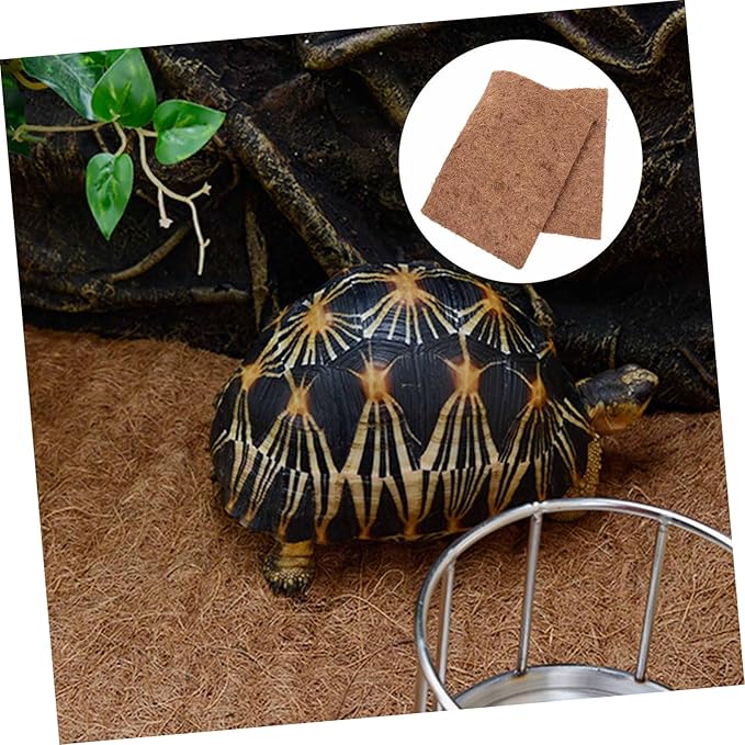 TOYANDONA 4pcs Natural Coconuts Fiber Reptile Mat Slip Resistant Bedding for Bearded Dragons Geckos Tortoises Safe Substrate for Terrariums Comfortable Habitat Flooring