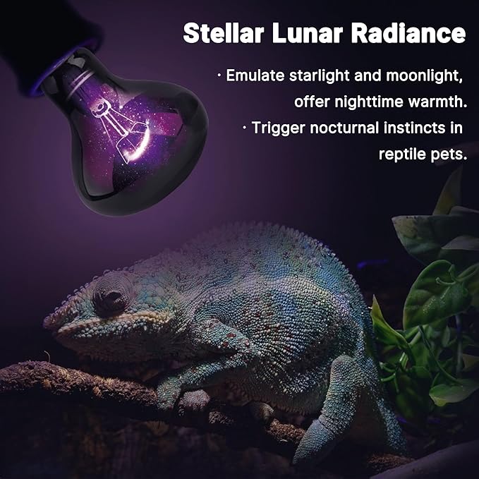 HARTOMPET 75W Reptile Light Bulb, Simulate Moonlight, Purple Basking Lamp,Ideal for Aquariums Tanks