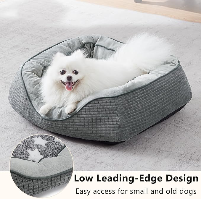 SIWA MARY Dog Beds for Small Medium Large Dogs & Cats. Washable Pet Bed, Orthopedic Dog Sofa Bed, Soft Calming Sleeping Warming Puppy Bed (Star-Grey, Large-(30’’x 24’’x 9’’))