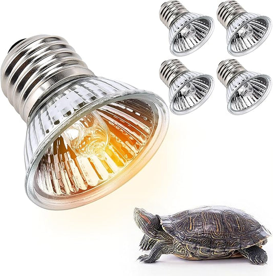 50W UVA+UVB Reptile Heat Lamp, 4 Pack Heat Lamp Light Bulbs for Reptiles, Amphibian Basking Lights, Terrariums and Cages,Works with Various Lamp Fixtures, for Bearded Dragon, Lizard, Gecko,Turtle