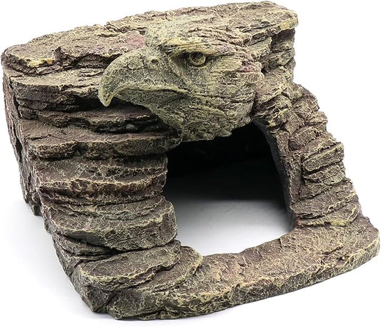 Reptile Rock Basking Platform, Gecko Hide Cave Hiding Place, Snake Cave and Hides for Reptiles, Amphibians, and Small Animals, Lizards (Type-D（Medium）)