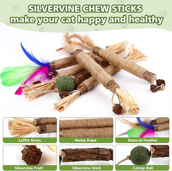 WOUSEDO 27 Pack Catnip Chew Toys for Cats, Cotton Sisal Rope Toys - Image 4