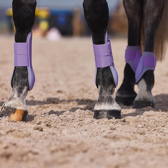 HORZE Adepto Open Front Tendon Boots | Durable Shell with Neoprene Lining - Languid Lavender Purple - Warmblood
