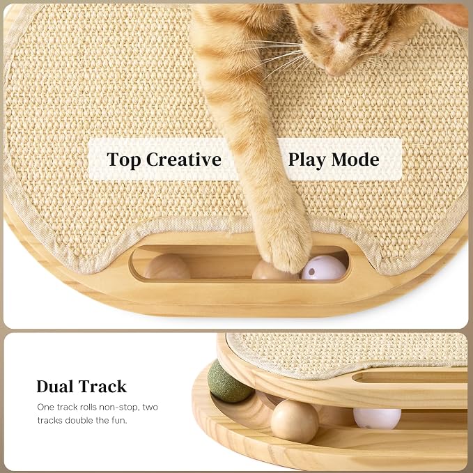 ZOMISIA Cat Scratcher with Ball Track Toy, Sisal Scratch Pad for Indoor Use - Image 3