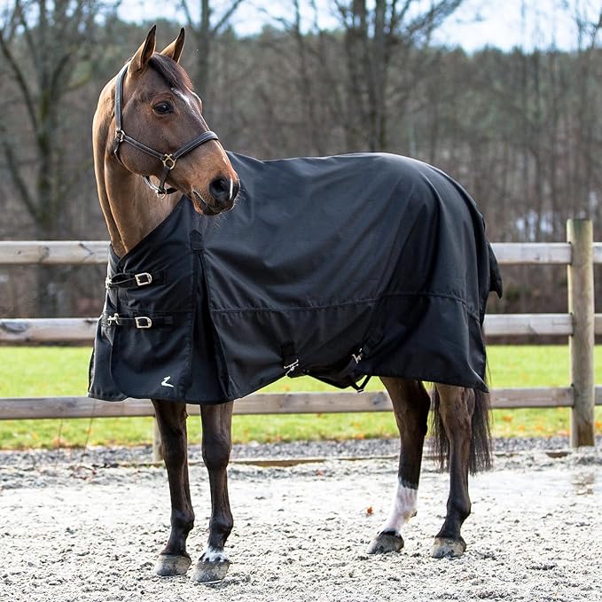 HORZE Nevada 1200D Lightweight Waterproof Horse Turnout Rain Sheet (No Fill) - Black - 66 in