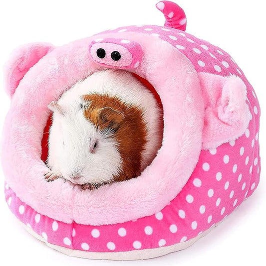 JanYoo Animal Bed Guinea Pig Accessories Cage Habitat Toy Hideout House Washable(L,Pig)
