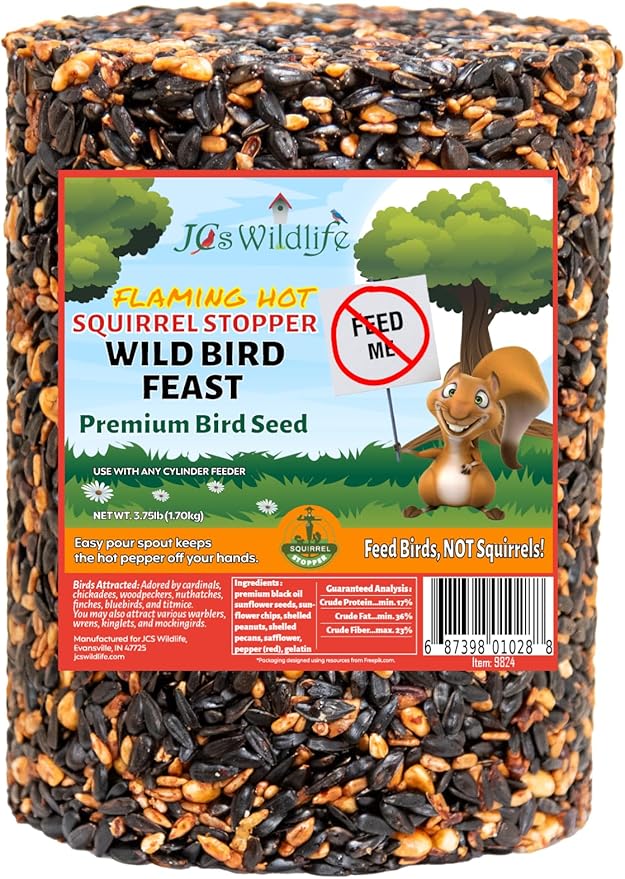 JCs Wildlife Squirrel Stopper Wild Bird Feast Large Cylinder 3.75lbs (6-Pack)