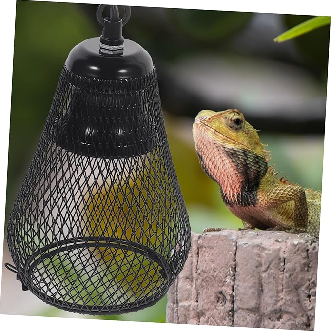 UPKOCH Reptile Heating Lamp Shade Scald Mesh Cover for Pets Durable and Odor Protects Lizards Snakes and Tortoises Easy Installation with Hook US Plug