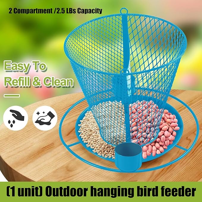 Garden Bird Feeder Weather Rain Protections Feeding Station with Water Bowl Hanging for Outdoor Wild