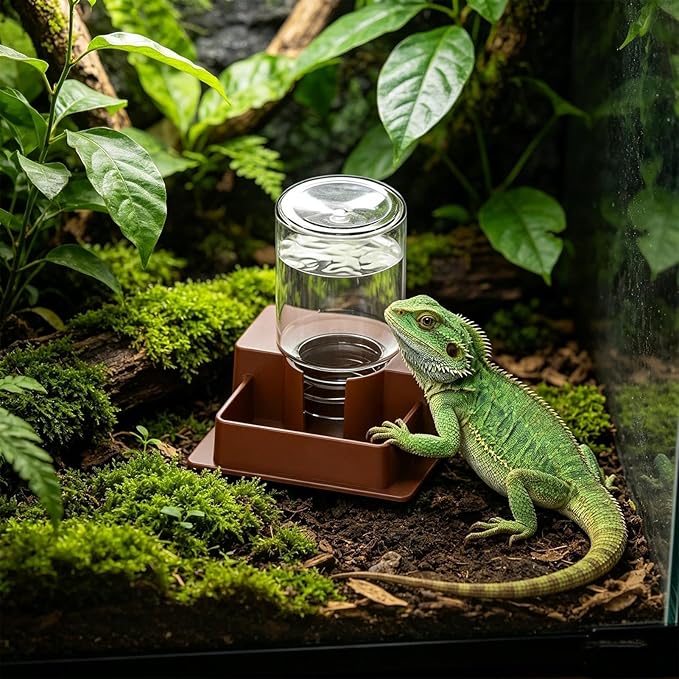 Turtle Water Feeder | Automatic Leak-Proof Wide-Mouth - Automatic Water Dispenser for Turtle | for Snake Lizard Bearded Dragon Home Indoor Garden Yard Backyard Tank Snake