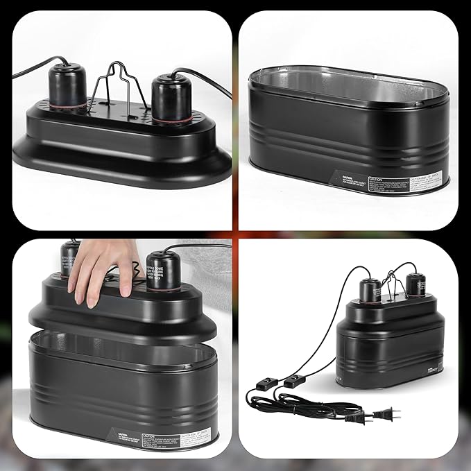 Simple Deluxe Dual Reptile Light Fixture 160W, Reflector Dome Heat/UVB Lamp Cap, for Small Animal Terrarium and Tortoise Habitat