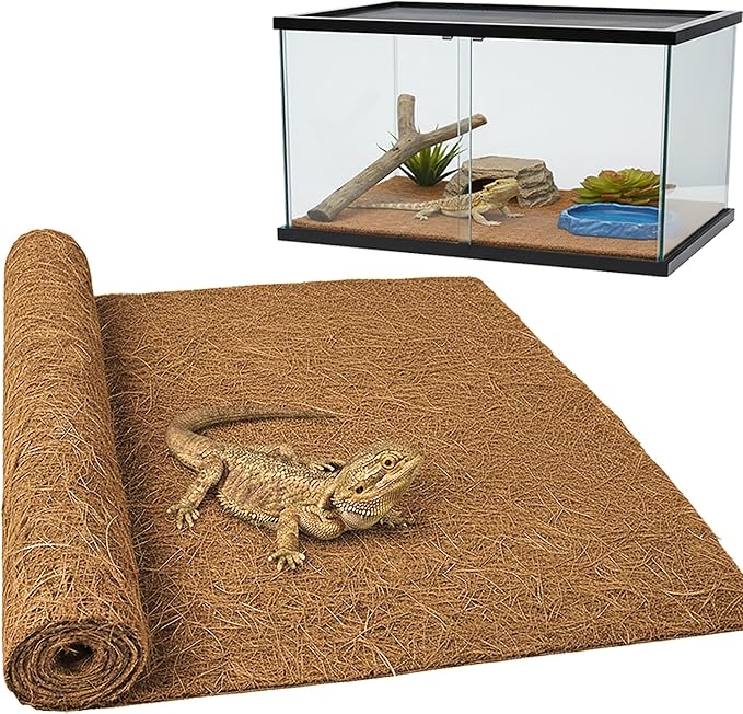 Reptile Carpet, Reptile Mat, Natural Coconut Fiber Liner Flooring for Tank, Bearded Dragon Tank Accessories (18"X 36", 1 PCS)