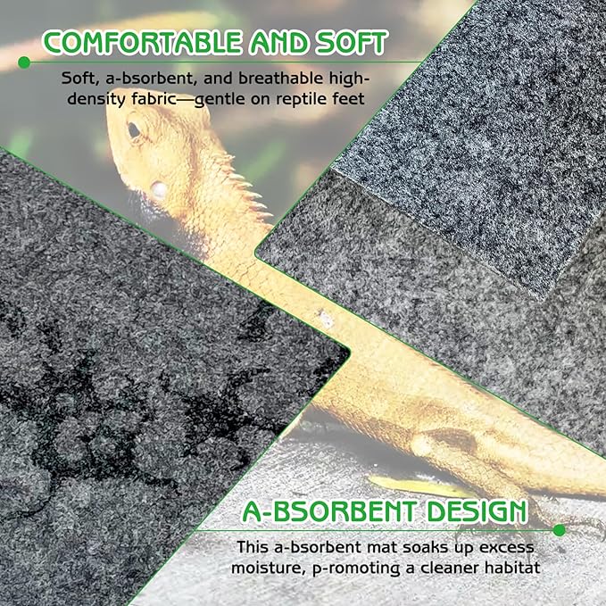 Tfwadmx Reptile Carpet, 2 Pack of Bearded Dragon Mat Terrarium Bedding Substrate Liner Reptile Mat for Snake Turtle Lizard Geckos Hermit Crabs (20'' X 12'')