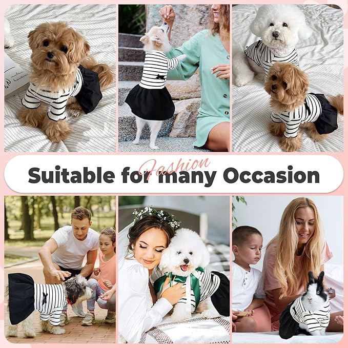 Dog Dresses, Pet Dog Princess Stripe Bowknot Dress for Dogs Female,Dogs Dress for Small Cats Girl Spring Summer Puppy Clothes(Medium)