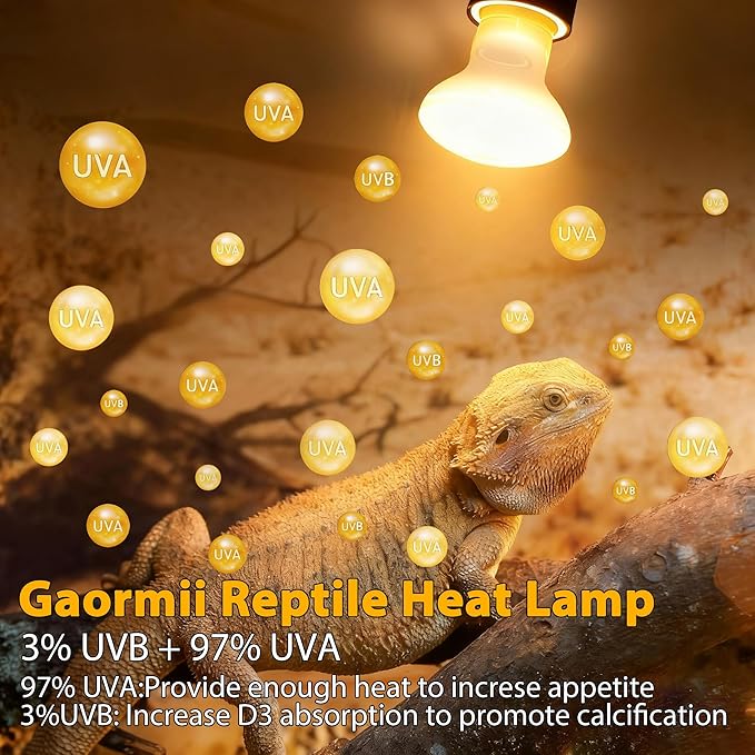 Reptile Heat Lamp with Clamp, UVA UVB Reptile Light with 360° Rotatable, Dimming and 2Pcs 50W Heat Bulb Simulated Sunlight Basking Light for Turtle Tortoise Lizard Snake Bearded Dragon