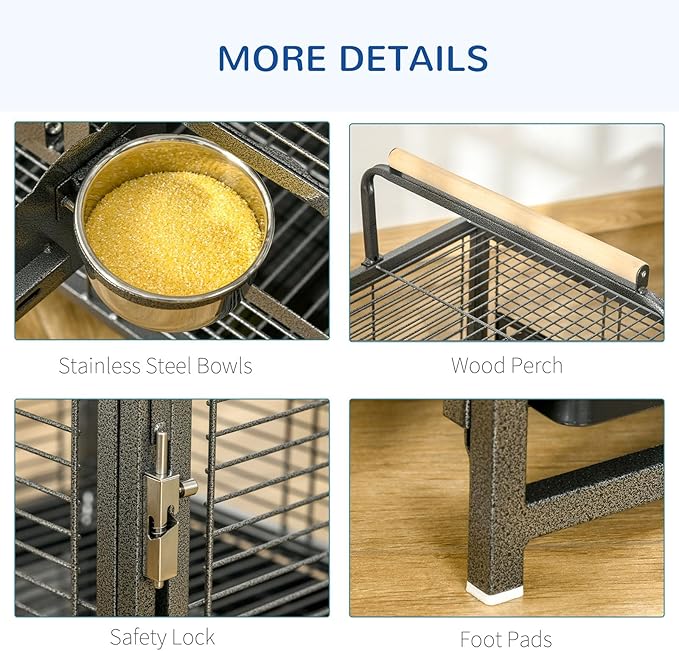 Portable Bird Cage Travel Carrier for Medium Birds Lightweight & Durable with Removable Bowls & Perches,Easy-Clean Tray for Cockatiels,Conures,Parakeets On The Go