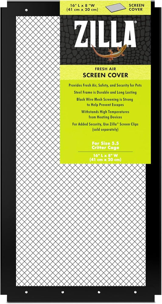 Zilla Fresh Air Screen Cover, Secure and Durable Metal Mesh Cover for Reptile Terrariums, 16 x 8 inches