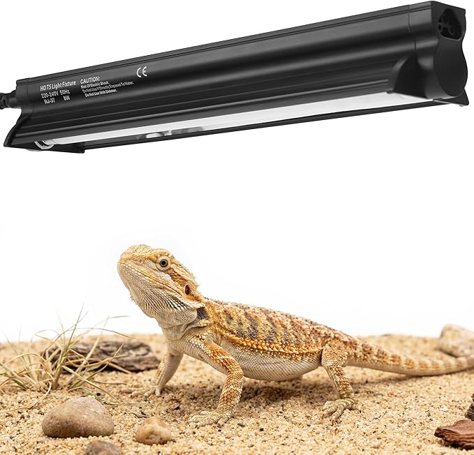 T5 HO UVB Reptile Light Kit, 12.4" Fixture with 8W 10.0 UVB Tube, Suitable for Desert Reptiles Including Juvenile Bearded Dragons in Standard Terrariums