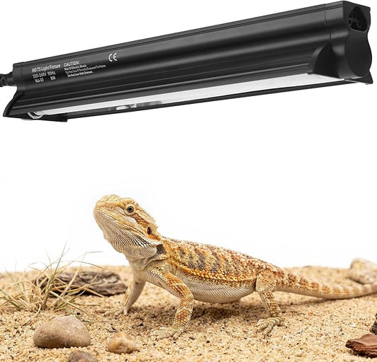 T5 HO UVB Reptile Light Kit, 12.4" Fixture with 8W 10.0 UVB Tube, Suitable for Desert Reptiles Including Juvenile Bearded Dragons in Standard Terrariums