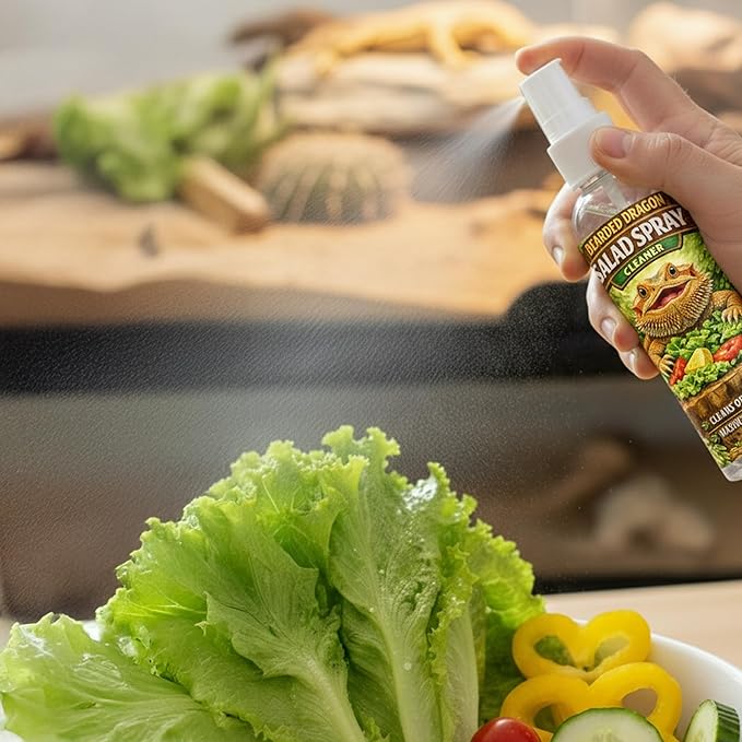 Bearded Dragon Salad Spray for Fresh Veggies | Reptile Produce Rinse & Prep Spray | Helps Clean and Wash Greens Before Feeding | Safe Daily Use for Bearded Dragons & Herbivorous Reptiles | 8 oz (8oz)
