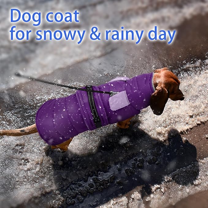 MIGOHI Thermal Large Dog Fleece Jacket - Rainproof Coat for Large Dogs, Thick Dog Winter Coat,Snow Jacket for Dogs Windproof for Hunting Camping,Windy Chilly Days,Doberman,Great Dane,3XL,Purple