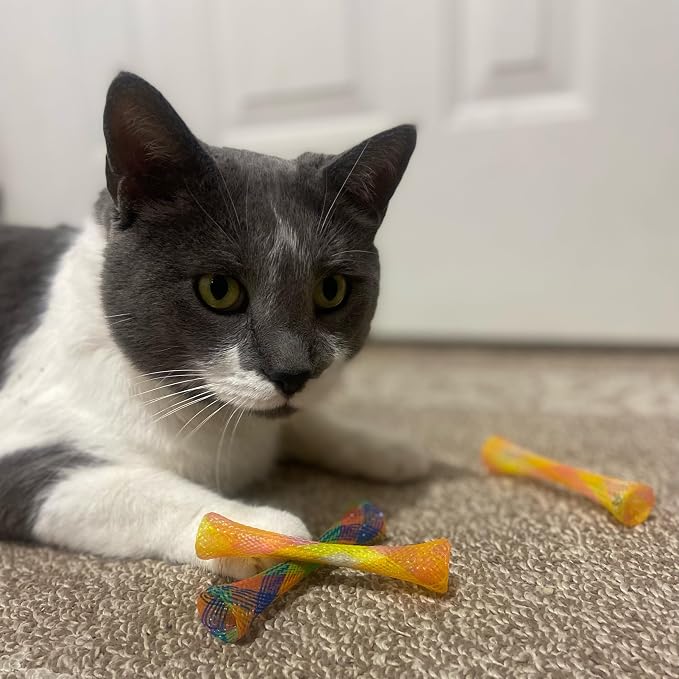 SPOT Kitty Fun Tubes Cat Toy with Catnip Inside | Bouncy Interactive Mesh Toy for Cats and Kittens to Bite, Swat and Chase | 3 Pieces - Image 2