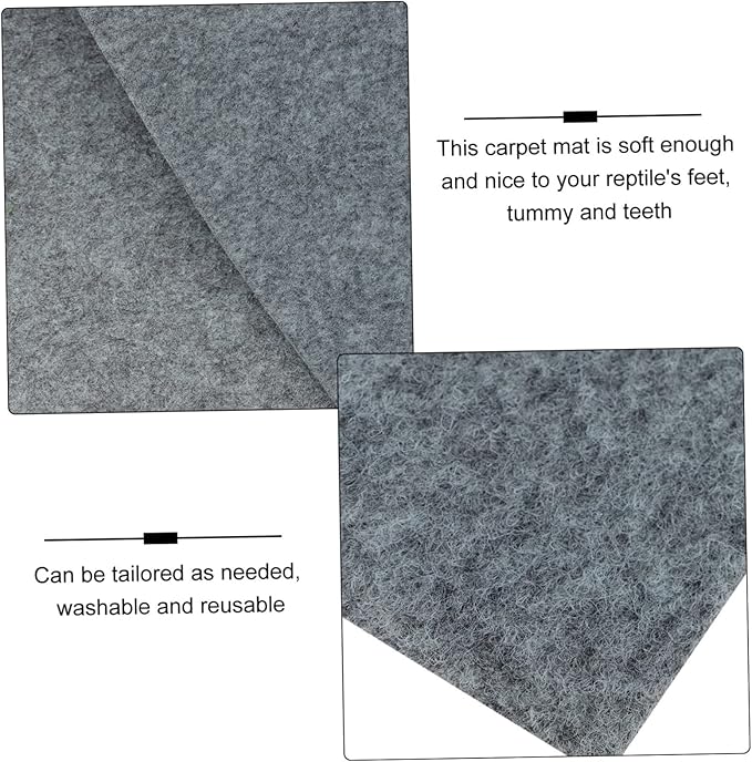COLLBATH Terrarium Liner Reptile Carpet Mat Grey Water Absorbent Bedding for Turtles Snakes Lizards Easy to Clean Moisture Retaining Substrate