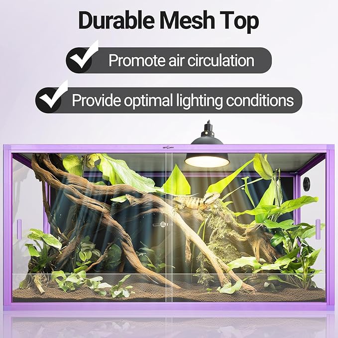 REPTI ZOO 120 Gallon Reptile Terrarium, 4x2x2 ft Light Weight Reptile Enclosure, Colored Reptiles Tank with Tempered Glass Door, Large Aluminum Habitat for Bearded Dragon, Snake, Lizard, Gecko-Purple