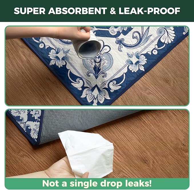 FXW Washable Pee Pads for Dogs, Leak-Proof & Non-Slip, Specifically Designed for 36inch Cages, 23" x 35" Rectangle, Mandala Blue, 2 Packs