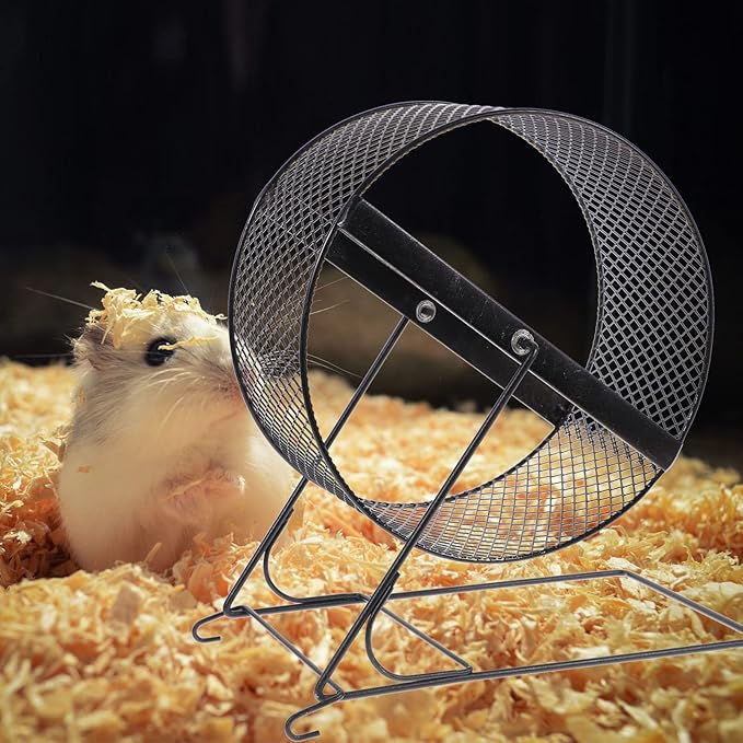UKCOCO Silent Hamster Running Wheel 8.5 Inch Quiet Exercise Toy with Stable Rack for Small Pets Hedgehogs Chinchillas and Squirrels