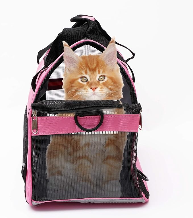 MuchL Cat Carrier for Small Cats Soft-Sided Pet Carrier for Cats Puppies Small Pets Airline Approved Lightweight Comfortable Travel Cat Carrier (Small, Pink)