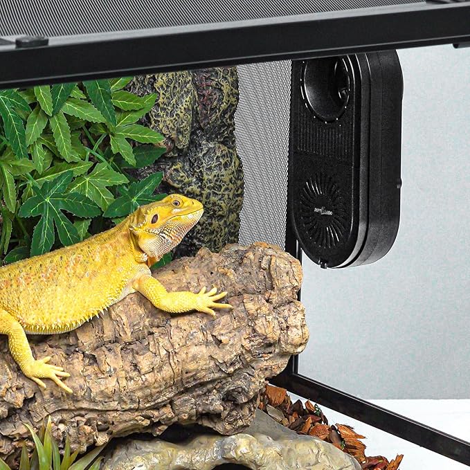 REPTI ZOO Reptile Glass Terrarium Air Purifier,Carbon Filter Reptile Dehumidifier Air Cleaner with Timing for Bearded Dragon,Lizard,Tortoise,Snake