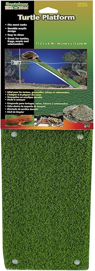 Penn-PLAX Reptology Turtle Basking Platform Ramp – Also Great for Frogs, Newts, Salamanders, and Axolotls – 17.5” x 6”