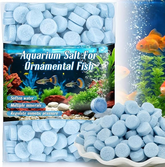 MAQIHAN 150 Tablets Aquarium Salt - Aquarium Salt Freshwater for Freshwater Tank Koi Pond Salt for Koi Fish, Goldfish, Guppies, Mollies, Scats, Monos