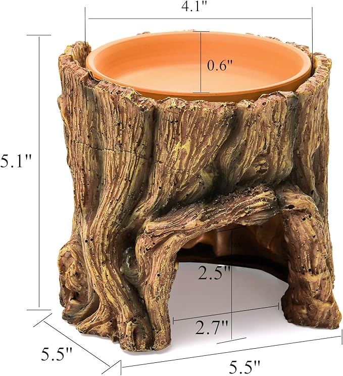 Cididu Reptile Hide Cave Resin, 2 in 1 Reptile Hideout Cave and Food Tray, Reptile Shelter with Detachable Food Bowl, Leopard Gecko Keeper Habitat Help Shedding for Amphibian, Snake, Lizard, Turtle