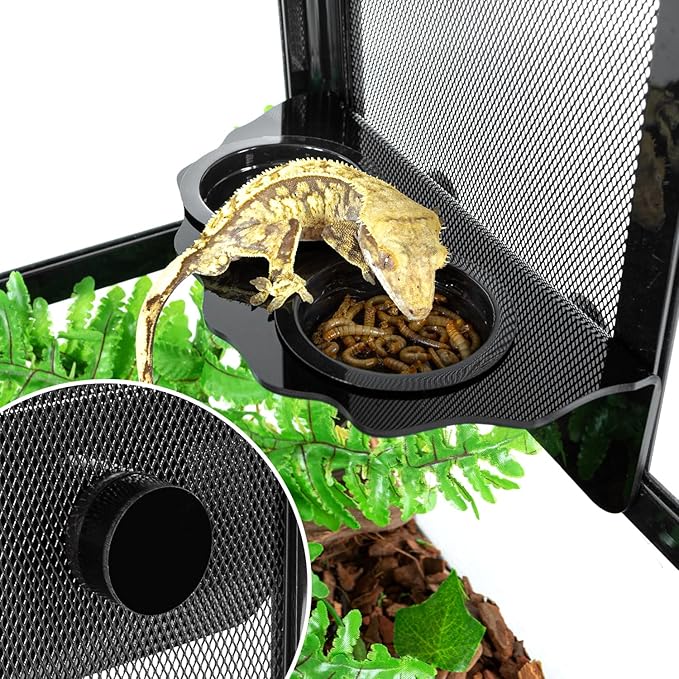 REPTI ZOO 2 Pack Infrared Heat Lamp with Gecko Feeding Ledge