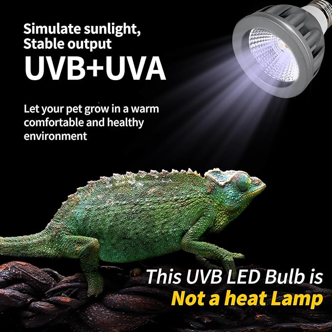 UVB Bulbs for Reptiles LED Light 8W 5.0 Full Spectrum UVB Light for Bearded Dragon,Turtle,Tortoise,Lizard,Gecko,Chameleon,Snake,Frog Tank