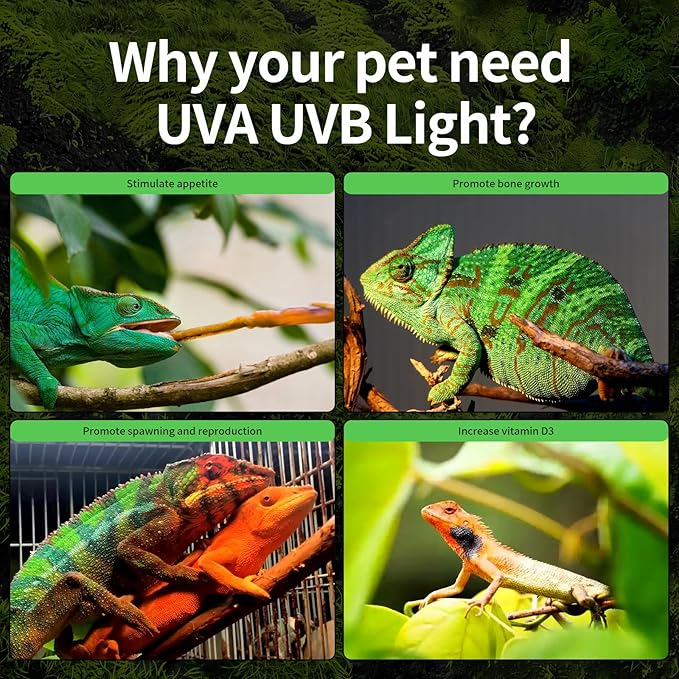 UVB Bulbs for Reptiles LED Light 8W 5.0 Full Spectrum UVB Light for Bearded Dragon,Turtle,Tortoise,Lizard,Gecko,Chameleon,Snake,Frog Tank