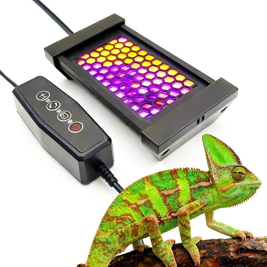 UVB & UVA Light for Reptiles, Dimmable LED Full Spectrum Sunlight Lamp with 3 Lighting Modes, 4/8/12H Timer for Tortoise, Gecko, Bearded Dragon, 4W Reptile Lamp, 5IN