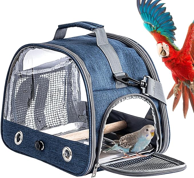 Bird Travel Cage - 33x24x26cm Small Parrot Bird Travel Cage, Lightweight Backpack for Parrot with Shoulder Strap | Portable Small Animal Carrier | Portable Birds Backpack for Budgies, Parakeets, Gent
