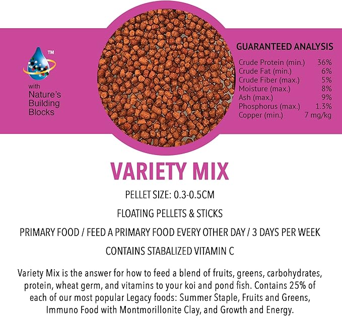 MICROBE-LIFT MLLVMLG Variety Mix Floating Fish Food Pellets and Sticks for Ponds, Water Gardens, and Fountains, for Live Goldfish and Koi, 5 Pounds