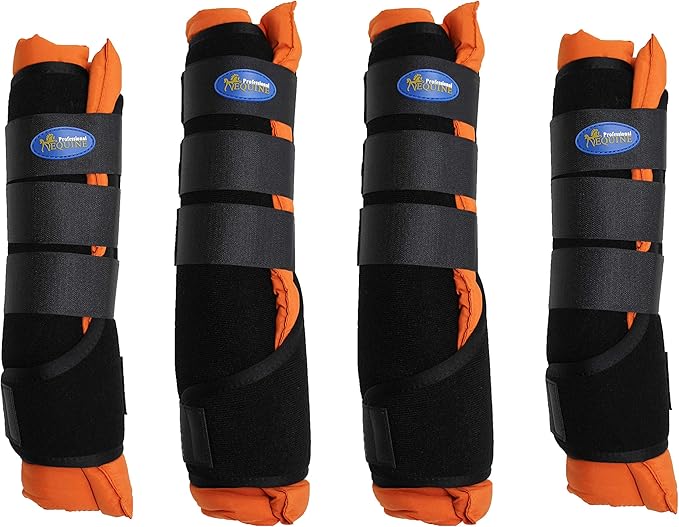 Horse Stable Shipping Boots Wraps Front Rear 4 Pack Leg Hoof Care Orange 4120OR